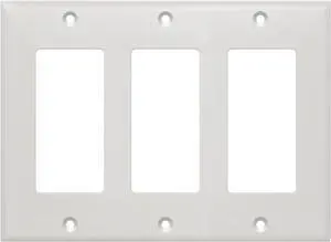 Cmple - 3-Gang Decora Wall Plate Standard Size Decorator Light Switch or Receptacle Outlet Wall Plate - White