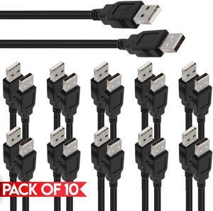 Cmple - [10 PACK] 3 FT USB 2.0 A to A Cable, USB to USB Data Cord, Type A to Type A Male Cable for PC, Mac, External Hard Drive, Hard Drive Enclosures, DVD Players, Laptop Coolers, USB Hub