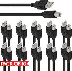 Cmple - [10 PACK] 6 Feet USB B Cord, USB A to B Cable, USB 2.0 Type-B Data Transfer Cable High-Speed Printer Cord for Hp, Canon, Brother, Samsung, Dell, Epson, Lexmark, Xerox, Piano, Dac
