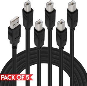 Cmple - [5 PACK] 3 FT USB Printer Cable, USB 2.0 A Male to B Male Data Transfer Cord, USB B Fax Cable Compatible with Hp, Canon, Brother, Samsung, Dell, Epson, Piano, DAC, Lexmark, Xerox