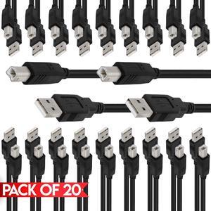 Cmple - [20 PACK] 3 FT USB A to B Cable USB 2.0 A Male to B Male Printer Cord for Samsung, Xerox, Canon Pixma, HP Officejet Envy, Epson Workforce, Brother, Silhouette Cameo, Dell, Scanner, Fax