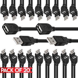Cmple - [20 PACK] 3 FT USB Extension Cord, USB-A Male to Female Extender, USB 2.0 Charge & Data Transfer Cord for Mac, PC, PlayStation, XBOX, Gamepad, Flash Drive, Hard Drive, Keyboard, Mouse