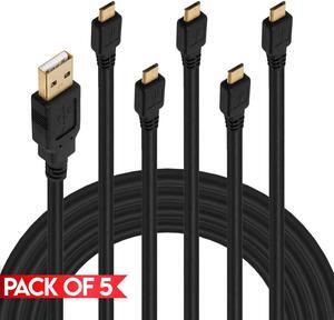 Cmple - [5 PACK] 1.5 Feet Micro USB 2.0 Cord, USB-A to Micro B  Data Transfer Charging Cable for SmartPhone, Portable Speaker, Charger, TV Stick, Mouse, Keyboard, PS4 Gamepad