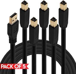 Cmple - [5 PACK] 3 FT USB-A to USB-B Cable, USB 3.0 A to B Cord, SuperSpeed USB 5 Gb/s for Computer, PC, External Storage, Hard Drive Enclosures, USB Hubs, Computer Monitors, Printers, Scanners