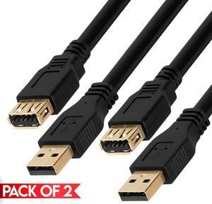 Cmple - [2 PACK] 1.5 FT USB 3.0 Extension Cable, USB A-Male to A-Female Extender Cord, Port Saver Cable for Webcam, Flash Drive, Hard Drive, Printer, Keyboard, Mouse
