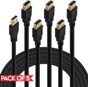 Cmple - [5 PACK] 1.5 Feet USB 3.0 Extension Cable, USB-A Male to Female Extender Cord, Desctop USB Cable for Keyboard, Mouse, Gamepad, USB Hub, Flash Drive, Hard Drive