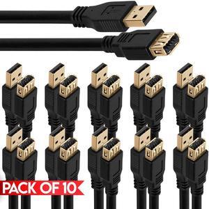 Cmple - [10 PACK] 10 FT USB 3.0 Extension Cable, USB A to A Extender Cord, Desctop USB Cable for Playstation, XBOX, USB Flash Drive, Card Reader, Hard Drive, Keyboard, Printer, Scanner