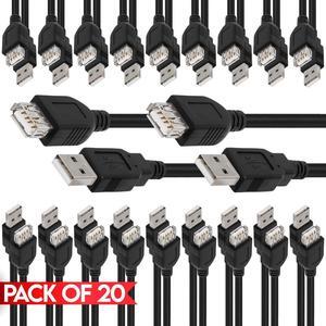 Cmple - [20 PACK] 10 FT USB Extension Cord, USB-A Male to Female Extender, USB 2.0 Charge & Data Transfer Cord for Mac, PC, PlayStation, XBOX, Gamepad, Flash Drive, Hard Drive, Keyboard, Mouse