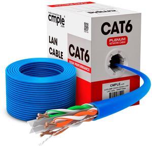 Cmple - Cat6 Plenum Ethernet Cable 1000ft, Cat 6 Cable (CMP) 550MHz Unshielded Twisted Pair (UTP) 10 Gigabit Solid Network Cable,  Bulk Ethernet Cable - Blue
