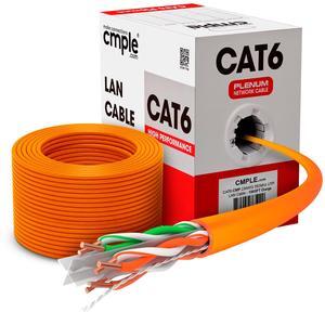 Cmple - Cat6 Plenum Ethernet Cable 1000ft, Cat 6 Cable (CMP) 550MHz Unshielded Twisted Pair (UTP) 10 Gigabit Solid Network Cable,  Bulk Ethernet Cable - Orange
