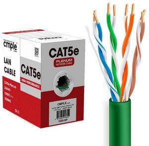 Cmple - Cat5e Plenum Cable 1000ft, CMP, Green 350MHz Gigabit Ethernet Solid Network Internet Bulk UTP