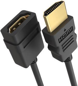 Cmple - HDMI Extension Cable 1.5 ft Male to Female HDMI Adapter Cord 4K@60Hz 2150p 1080p 3D HDMI Extender Compatible with PS5, Nintendo Switch, Xbox Series X, Roku TV