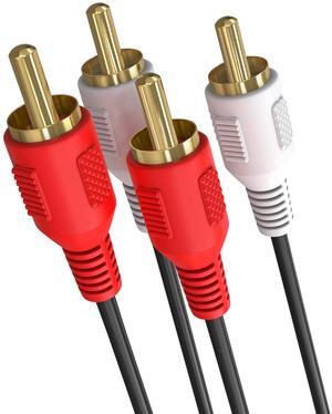 Cmple - 2 RCA to 2 RCA Cables 6ft, Male to Male RCA Cable Stereo Audio Speaker Cable RCA Red and White Cables Double RCA Subwoofer Cable for Car Stereo, Marine Audio, Audio Mixer, Amplifier - Black