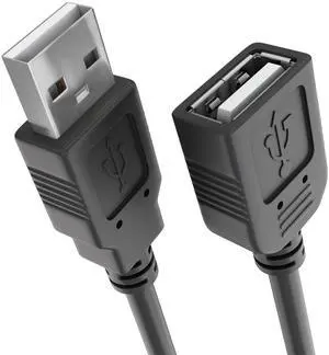 Cmple - USB Extension Cable 3ft USB 2.0 Cable Male to Female Type A USB Extender for External Hard Drive, Web Cam, HDD, Printer - Black