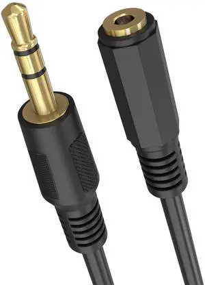 Cmple - Headphone Extension Cable 6 Inches 3.5mm AUX Extension Cord Male to Female Stereo Audio Adapter Cable, 1/8 TRS Aux Extender Cable - Black