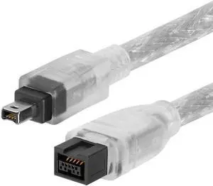 Cmple - 9 PIN/ 4PIN BILINGUAL FireWire 800 - FireWire 400 Cable -15FT, CLEAR