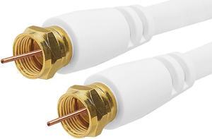 Cmple Digital Coaxial Cable F-Type Male RG6 Coax Digital Audio Video with F Connector Pin Satellite Cord - 75 Feet White