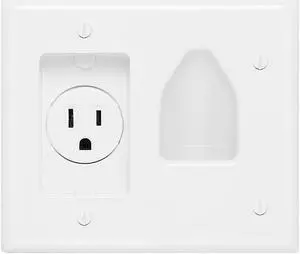 Cmple - Wall plate - Recessed Low Voltage Wall Plate WITH Recessed Power - White