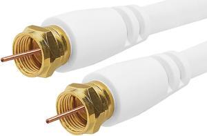 Cmple Digital Coaxial Cable F-Type Male RG6 Coax Digital Audio Video with F Connector Pin Satellite Cord 100 Feet White