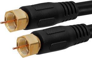 Cmple Digital Coaxial Cable F-Type Male RG6 Coax Digital Audio Video with F Connector Pin Satellite Cord - 12 Feet Black