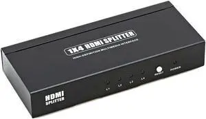 Cmple 4 Ports HDMI Powered Splitter 1x4 with Ultra HD 4K x 2K, 1080P & Full 3D support (One Input to Four Outputs)