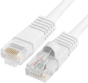 Cmple Cat5e Network Ethernet Cable - Computer LAN Cable 1Gbps - 350 MHz, Gold Plated RJ45 Connectors - 5 Feet White Cmple Cat5e Network Ethernet Cable - Computer LAN Cable 1Gbps - 350 MHz, Gold Plated RJ45 Connectors - 5 Feet White