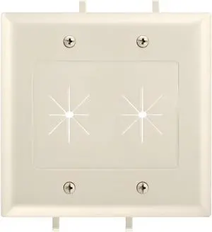 Cmple - Cable Plate with Flexible Opening, 2 Gang - Lite Almond