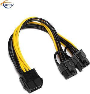 COVYIV 8 Pin PCI-E to Dual PCIE 6+2 Pin Power Cable Motherboard Graphics Card PCI Express Riser GPU Power Data Cable 20cm