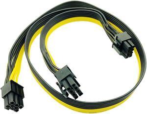 PCI-e PCI Express 6Pin Male To Dual 8Pin 2 Port Male Adapter GPU Graphics Card PCIe Power Cable 18AWG 60cm + 20cm Wire