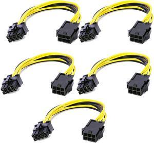 5pcs 6 Pin Feamle to 8 Male Pin PCIE Power Cable CPU Graphics Card PCI Express Power Supply Converter Cable