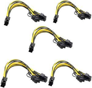 5PCS PCI-E 6-pin to Dual 6+2-pin (6-pin/8-pin) Power Splitter Cable Graphics Card PCIE PCI Express 6Pin to Dual 8Pin Power Cable