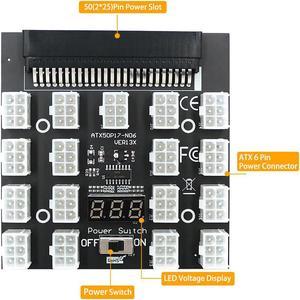 12V ATX Power Supply Breakout Board for ETH/BTC Mining Graphics Card 17 Port PCIE Module 50(2x25) Pin Slot for BTC Mining Miner