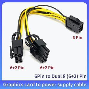 10Pcs PCIE 6 Pin to Dual 8 (6+2) Pin Graphic Video Card GPU Adapter Power Supply Motherboard Graphics Card PCI-E GPU Power Dat