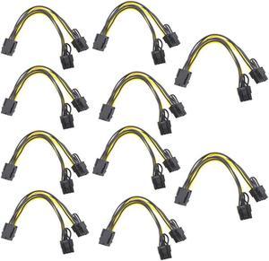 10pcs PCI-E 6-pin to Dual 6+2-pin Power Splitter Cable BTC Motherboard Graphics Card PCI Express GPU Adapter Supply Cable