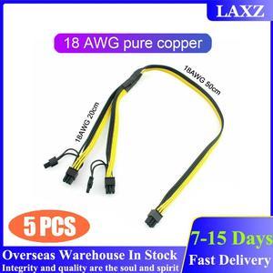 5pcs PCI-E 6Pin to Dual 6+2-pin Power Cable 70cm 18AWG Graphics Card 6Pin to Dual 8Pin PCIE 70cm PCI Express GPU Power Splitter