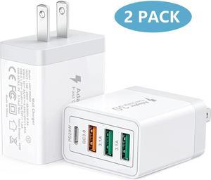 [2 PACK] USB C Charger/USB Charger, PD 20W+QC 40W Fast Chaging Block 4 Port USB Wall Charger Block for i-Phone 14 13 12 11 Pro Max XS XR X 8 7 6, Android Smartphones, Tablet, and More