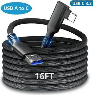 16FT / 5M VR Link Cable Compatible with O-culus/Me-ta Quest/Pico 4 Accessories and PC/Steam VR, USB 3.2 USB A to USB C Data Transfer Cord, 5Gbps High Speed VR Cable PC for Headset and Gaming PC