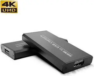 4K USB Video Capture Card USB 2.0 HDMI Video Grabber Record adapter with Loop Audio for Record via DSLR Camcorder Camera PC Youtube OBS Live Streaming Broadcast