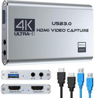 4K Audio Video Capture Card USB 3.0 HDMI Video Capture Device Full HD 1080P for Game Recording Live Streaming Broadcasting