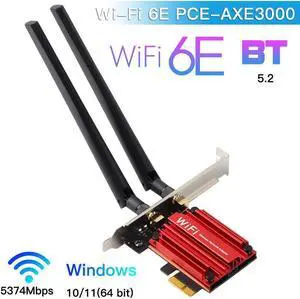 Wifi 6E AXE5400 PCIe WiFi Card (PCE-AXE3000 ) Tri-band Wireless Adapter with Bluetooth 5.3 WPA3 MU-MIMO OFDMA Heat Sink with Low Profile Bracket Supports Windows 10 11