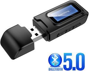 2 in 1 Bluetooth 5.0 Wireless Audio Receiver Transmitter LCD Display 3.5mm AUX Jack Bluetooth Adapter for Car PC TV Headphones