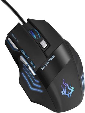 Gaming mouse, USB Wired Mouse Professional Ergonomic Optical Computer Mouse with 7 Buttons, 4 DPI Adjustable Level, High Precision 500Hz Polling Rate for Windows 7/8/10/2000/XP/Vista Mac