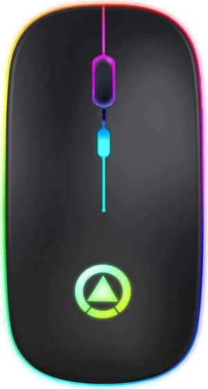 Wireless Mouse Rechargeable, Bluetooth Wireless Gaming Mouse LED Backlight Portable Optical Office Mouse Slim Silent Three Mode (Bluetooth 5.0 3.0 and 2.4G Wireless) with 3 Adjustable DPI 1600dpi