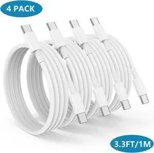 [4 Pack] USB C to USB C Charging Cable 100W 3.3FT / 1M, USB Type C to Type C PD Cable, USB C Fast Charger Cord Compatible for i-P-h-o-n-e 15/15 Pro/15 Plus/15 Pro Max S22 i-P-ad M-a-c-B-o-o-k