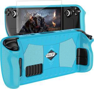 Upgraded Protective Case for Steam Deck with Screen Protector Soft TPU Protector Cover Accessories Kit with Anti-Collision Easy In Standallation Design Blue