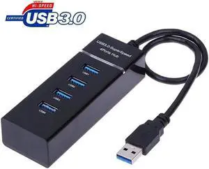 4 Ports USB 3.0 Hub Adapter,USB Splitter Compatible for USB Flash Driver, Laptop,Keyboard,Notebook PC,Mouse,Table,Printer,PS4,Xbox One,MacBook Air/Pro/Mini (0.98FT Extended Cable)
