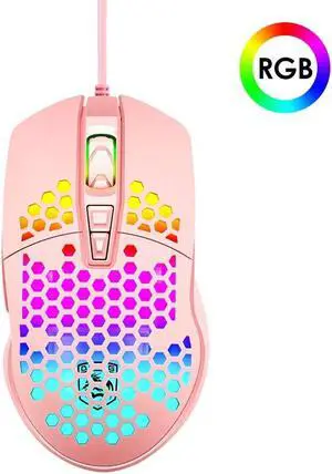Ergonomic Lightweight Gaming Mouse Wired Hollow RGB Streamer 4000 DPI Programming Optical Sensor Pixert 3325 78G Gaming Mice for PC X-BOX PS4 Gamer