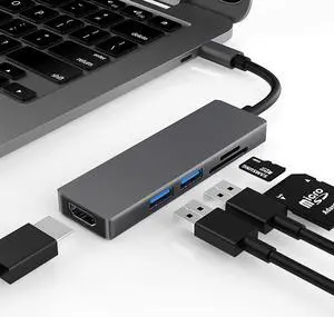 USB C Hub Type C Dock Adapter - USB C Dock 5 in 1 with 4K HDMI (30Hz), 2 USB 3.0 Ports, SD/TF Card Reader, Compatible with MacBook Pro/Air and More Type-C Laptops or Devices