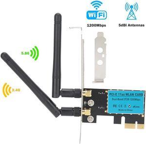 Wireless Adapter PCI-E Network Card Dual-Band 2.4G/5.8G Desktop Computer Built-in Wifi Adapter AC1200M,PCI-E Wifi Card with 1200Mbps Transmission Rate Network Card for Windows 10/Windows 8/Windows 7