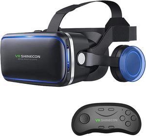 VR SHINECON Original 6.0 VR Headset Version Virtual Reality Glasses Stereo Headphones 3D Glasses Headset Helmets Support 4.7-6.53 inch Large Screen Smartphone (with Controller)